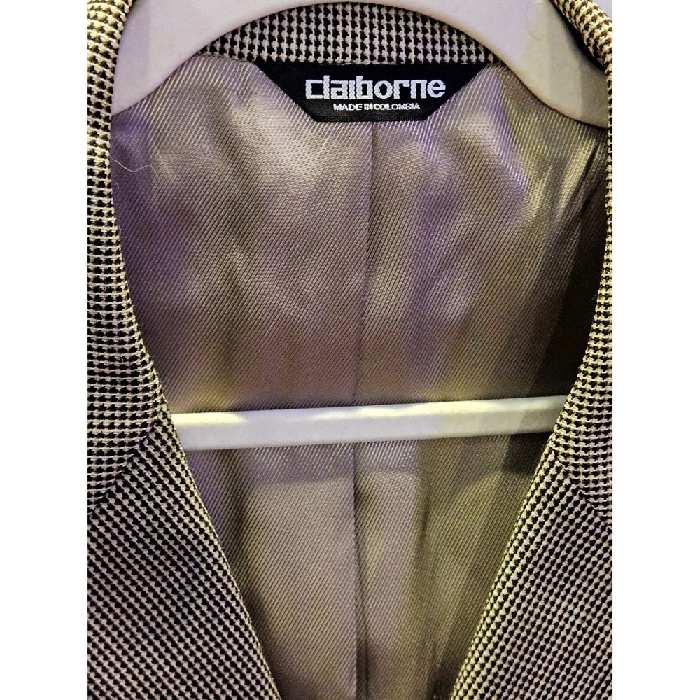 Claiborne 48L Worsted Wool 4-season Sport Coat Micro Check Men's Blazer#418